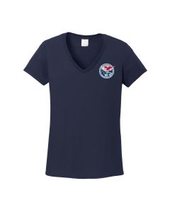 Short Sleeve Ladies V-Neck Tee (Navy)