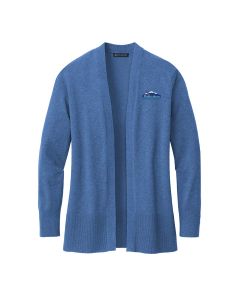 Brooks Brothers Ladies Stretch Cardigan Sweater (Charter Blue Heather)