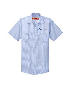 Red Kap Short Sleeve Striped Work Shirt (White/Blue)