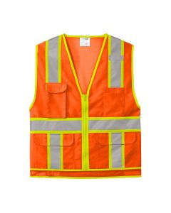 Cornerstone Surveyor Zippered Two-Tone Safety Vest (Safety Orange)