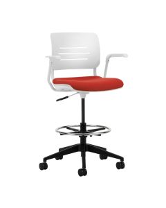 Grazie Task Stool (Poly Back w/Upholstered Seat)