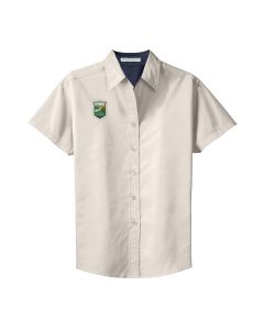 Ladies Short Sleeve Button Shirt (Light Stone)