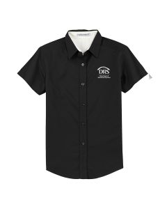 Short Sleeve Ladies Button Shirt (Black / Light Stone)