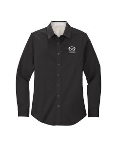 Long Sleeve Ladies Button Shirt (Black / Light Stone)