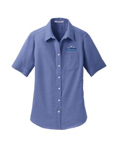 Port Authority Ladies Short Sleeve Oxford Shirt (Navy)
