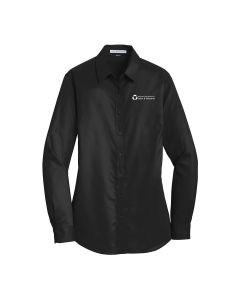 Port Authority Ladies Long Sleeve Twill Shirt (Black)
