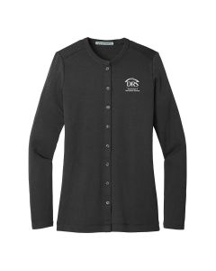 Long Sleeve Ladies Button-Front Cardigan (Black)