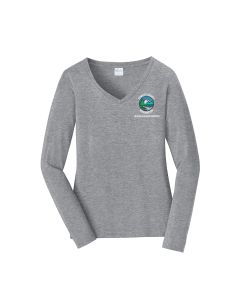 Port & Company Ladies Long Sleeve V-Neck Tee, #LPC450VLS (Cowlitz County Logo On Left Chest)