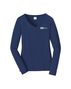 Port & Company Ladies Long Sleeve V-Neck Tee (Team Navy)