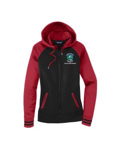 Sport-Tek Ladies Full-Zip Hooded Fleece Jacket (Black / Deep Red)