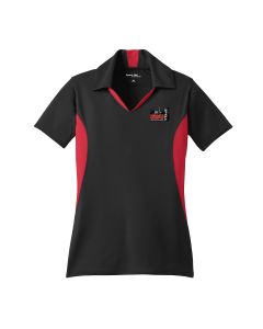 Short Sleeve Ladies Colorblock Polo (Black/True Red)