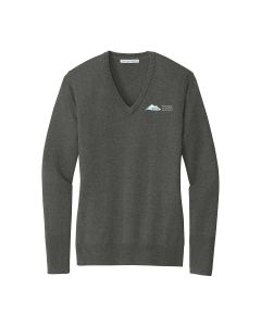 Port Authority Ladies V-Neck Sweater (Charcoal Heather)