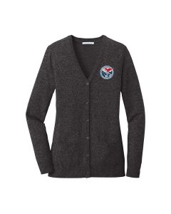 Port Authority Ladies Long Sleeve Cardigan Sweater (Black)