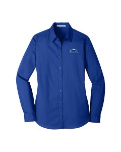 Port Authority Ladies Long Sleeve Poplin Shirt (Royal)