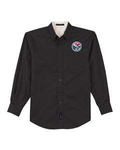 Port Authority Long Sleeve Button Shirt (Black / Light Stone)
