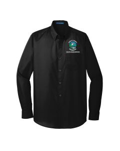 Port Authority Tall Long Sleeve Poplin Shirt (Deep Black)