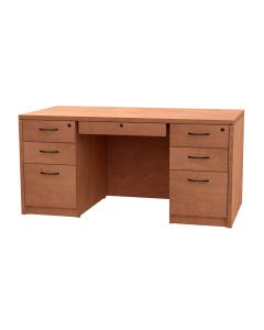 Double Pedestal Desk, Box/Box/File with Locking Center Drawer