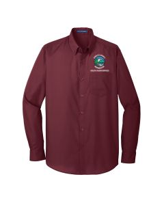 Port Authority Long Sleeve Poplin Shirt (Burgundy)